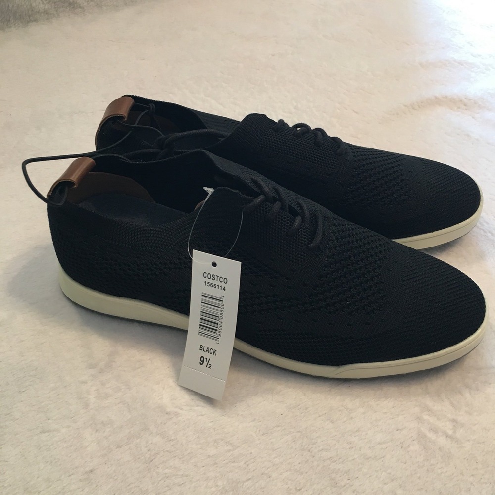 IZOD Knit Oxford Sneakers Mens 9.5 Black NWT Lightweight Wingtip Mesh Casual
